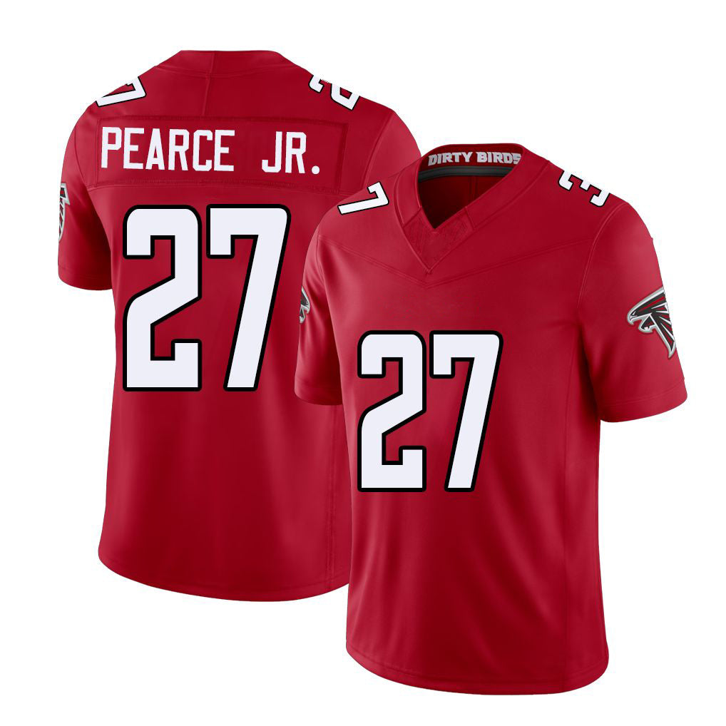 Atlanta #27 Pearce Jr. Player Football V Neck Short Sleeve Red Jersey James For Men Youth Women Gift
