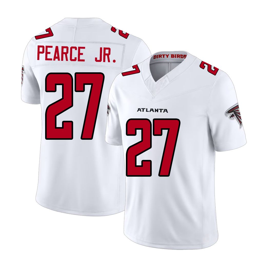 Atlanta #27 Pearce Jr. Player Football V Neck Short Sleeve White Jersey James For Men Youth Women Gift