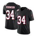 Atlanta #34 Robinson Player Football V Neck Short Sleeve Black Throwback Jersey Jammie For Men Youth Women Gift