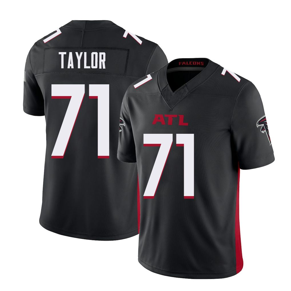 Atlanta #71 Taylor Player Football V Neck Short Sleeve Black Jersey Jawaan For Men Youth Women Gift