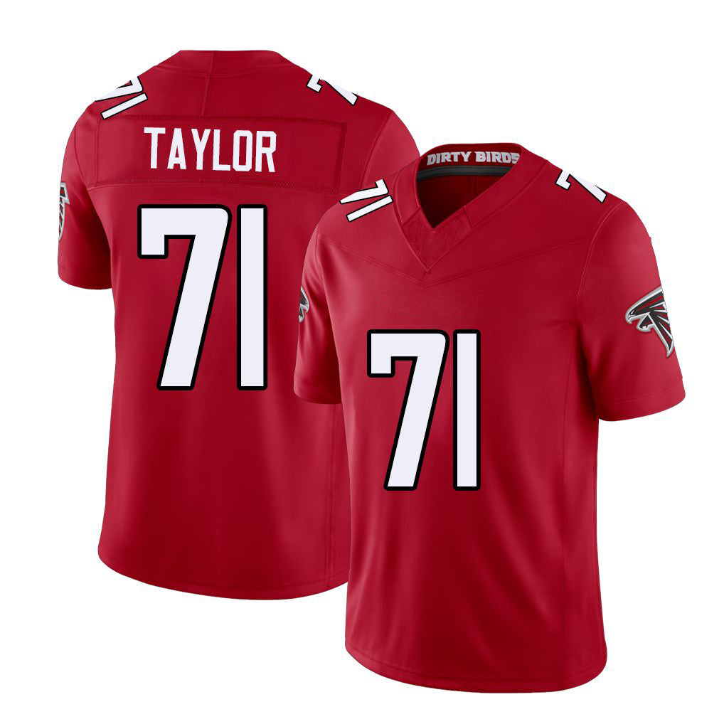 Atlanta #71 Taylor Player Football V Neck Short Sleeve Red Jersey Jawaan For Men Youth Women Gift