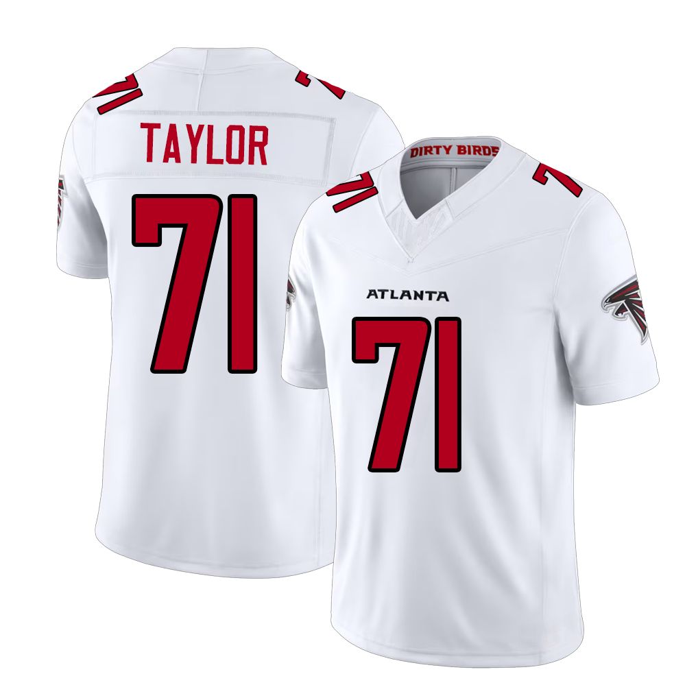 Atlanta #71 Taylor Player Football V Neck Short Sleeve White Jersey Jawaan For Men Youth Women Gift