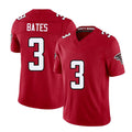 Atlanta #3 Bates Player Football V Neck Short Sleeve Red Jersey Jessie For Men Youth Women Gift