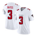Atlanta #3 Bates Player Football V Neck Short Sleeve White Jersey Jessie For Men Youth Women Gift