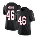 Atlanta #46 Woods Player Football V Neck Short Sleeve Black Throwback Jersey Josh For Men Youth Women Gift