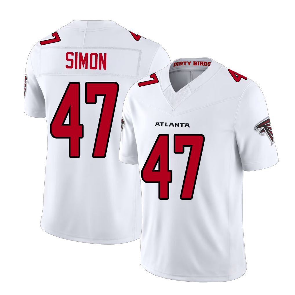Atlanta #47 Simon Player Football V Neck Short Sleeve White Jersey Joshua For Men Youth Women Gift