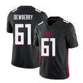 Atlanta #61 Dewberry Player Football V Neck Short Sleeve Black Jersey Kam For Men Youth Women Gift