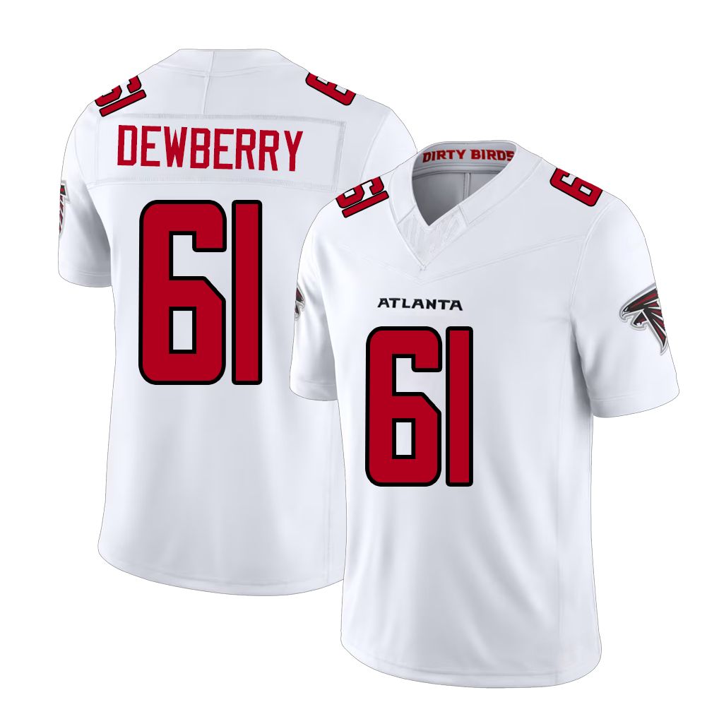 Atlanta #61 Dewberry Player Football V Neck Short Sleeve White Jersey Kam For Men Youth Women Gift