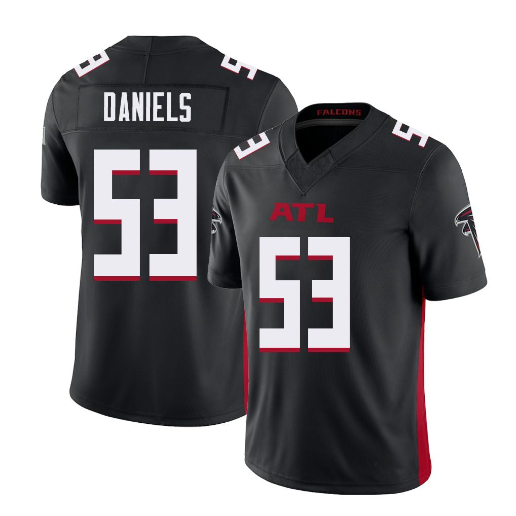 Atlanta #53 Daniels Player Football V Neck Short Sleeve Black Jersey Kendal For Men Youth Women Gift