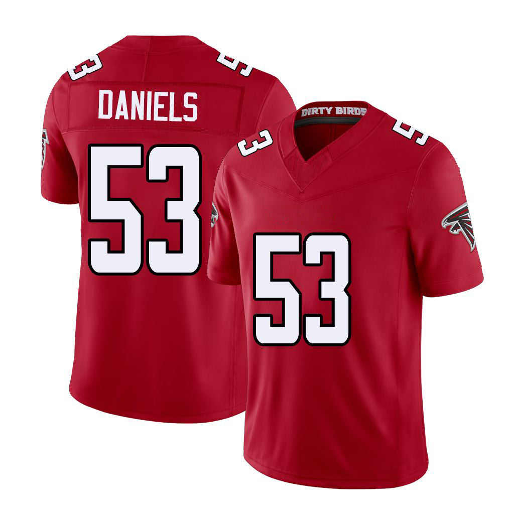 Atlanta #53 Daniels Player Football V Neck Short Sleeve Red Jersey Kendal For Men Youth Women Gift
