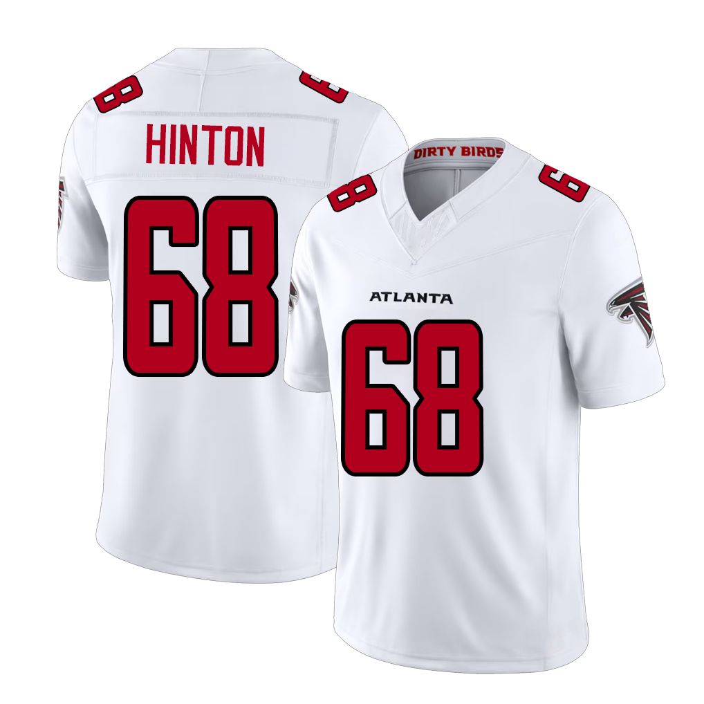 Atlanta #68 Hinton Player Football V Neck Short Sleeve White Jersey Kyle For Men Youth Women Gift