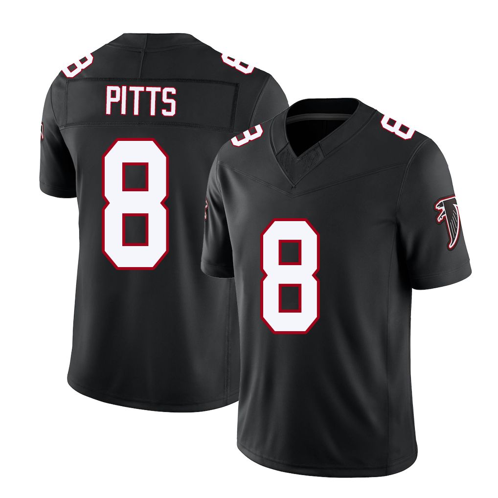 Atlanta #8 Pitts Player Football V Neck Short Sleeve Black Throwback Jersey Kyle For Men Youth Women Gift