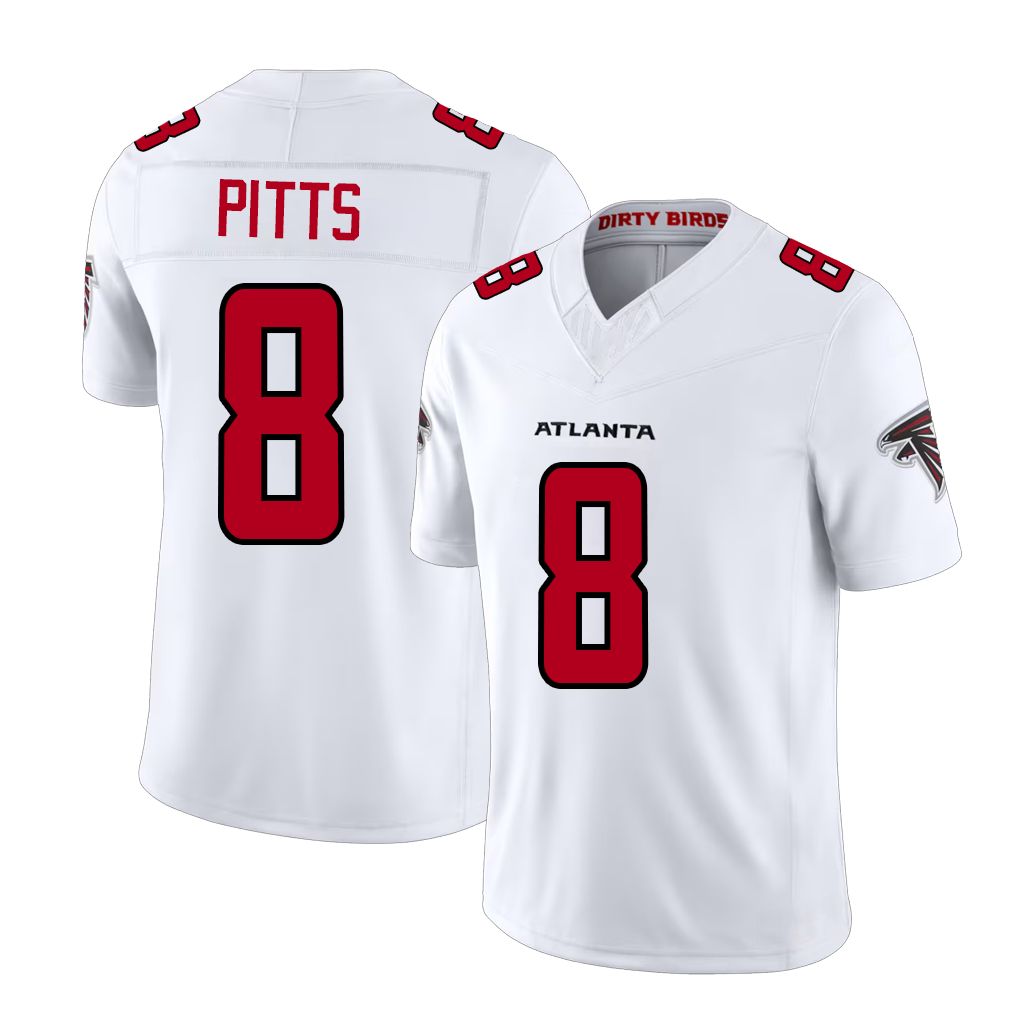 Atlanta #8 Pitts Player Football V Neck Short Sleeve White Jersey Kyle For Men Youth Women Gift