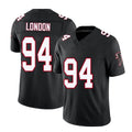 Atlanta #94 London Player Football V Neck Short Sleeve Black Throwback Jersey LaCale For Men Youth Women Gift