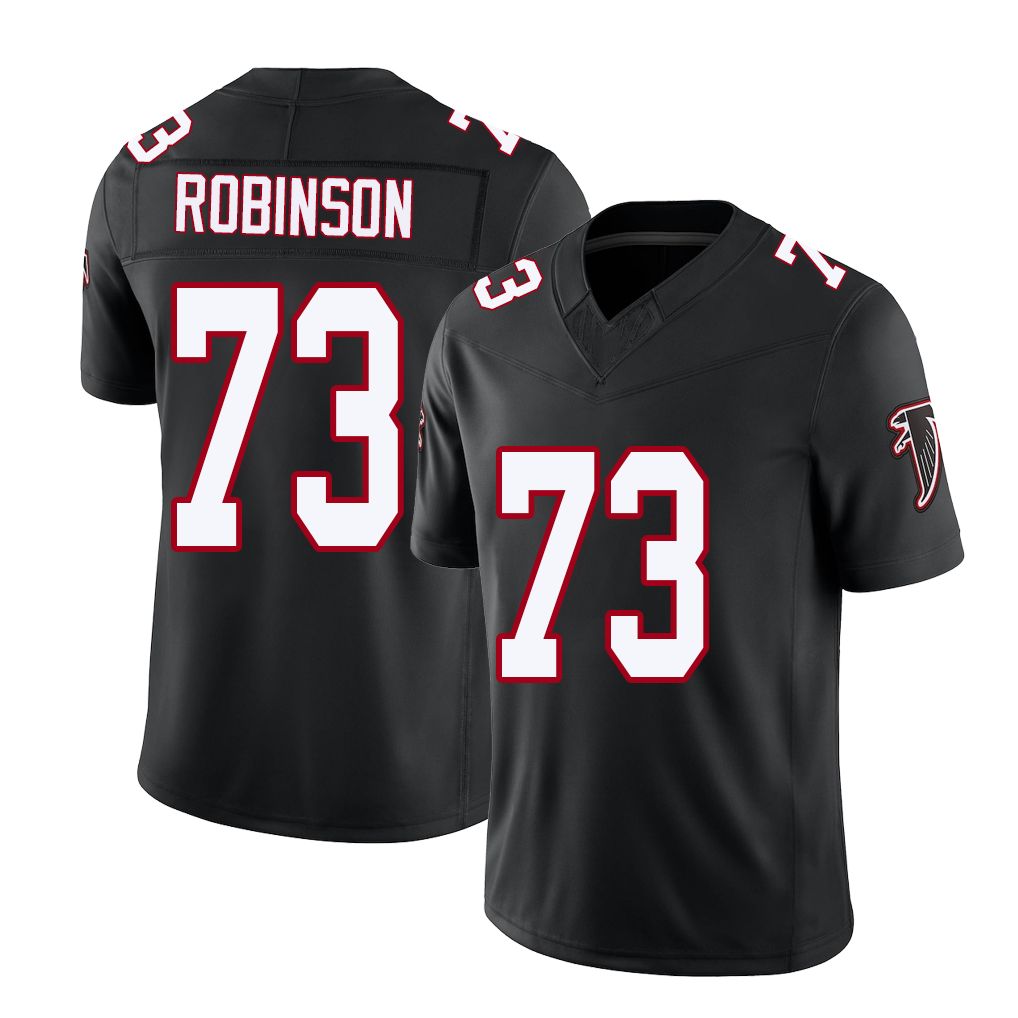 Atlanta #73 Robinson Player Football V Neck Short Sleeve Black Throwback Jersey Layden For Men Youth Women Gift