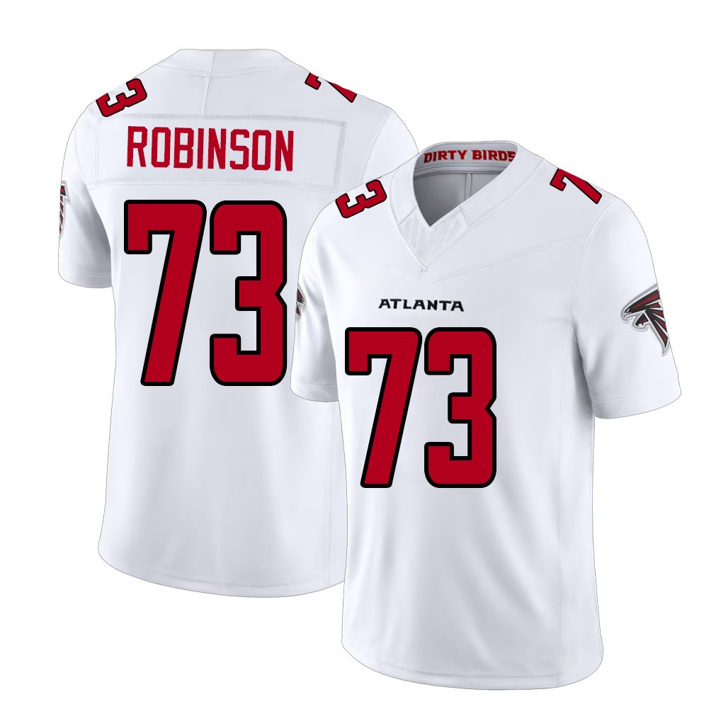 Atlanta #73 Robinson Player Football V Neck Short Sleeve White Jersey Layden For Men Youth Women Gift