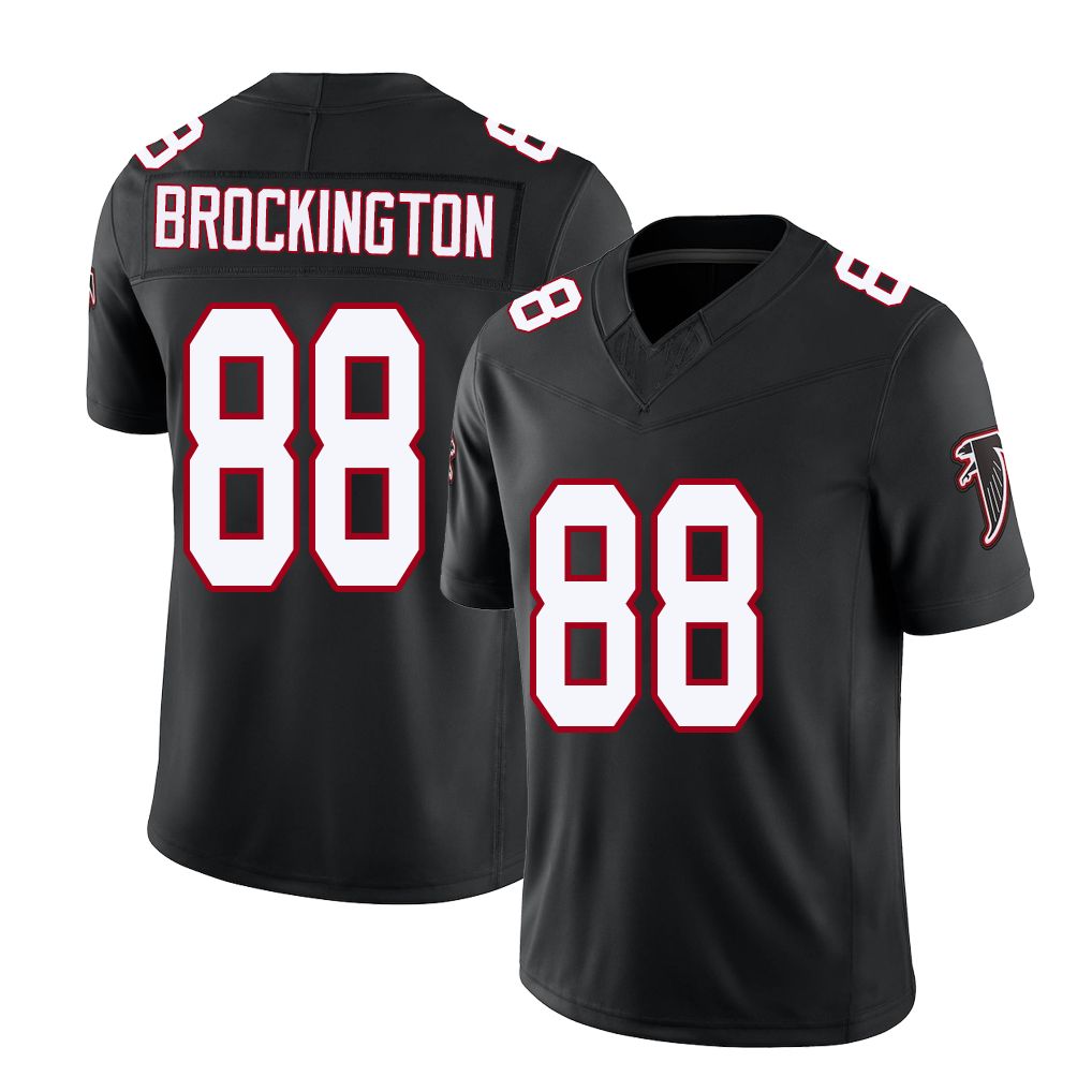 Atlanta #88 Brockington Player Football V Neck Short Sleeve Black Throwback Jersey Le'Meke For Men Youth Women Gift