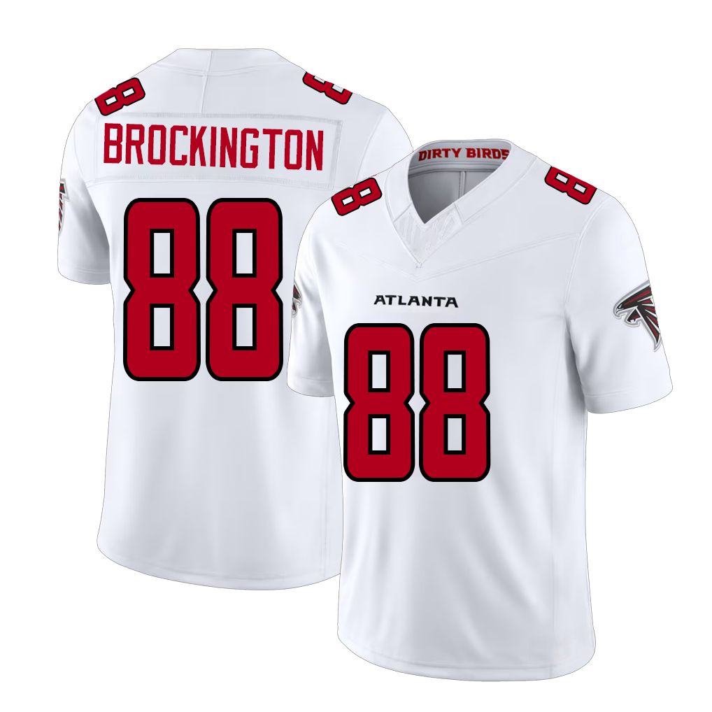 Atlanta #88 Brockington Player Football V Neck Short Sleeve White Jersey Le'Meke For Men Youth Women Gift