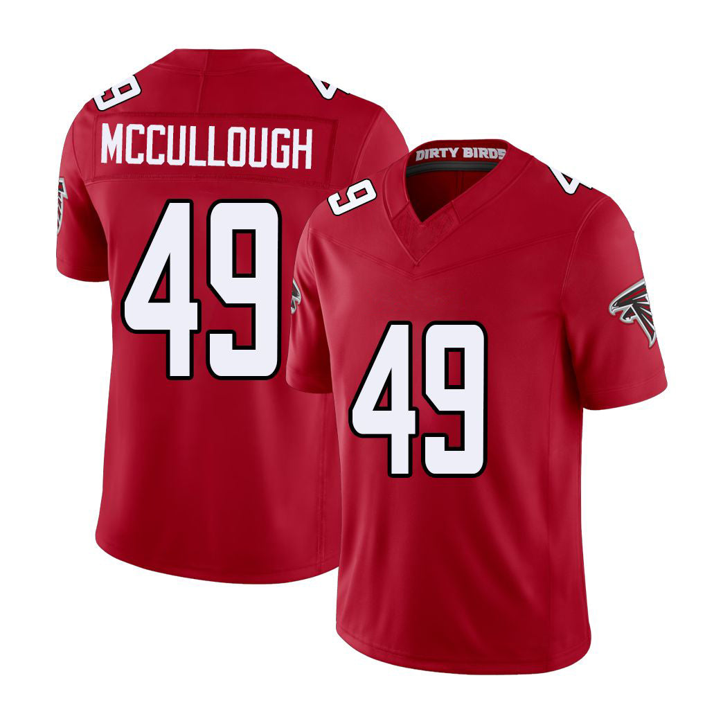 Atlanta #49 McCullough Player Football V Neck Short Sleeve Red Jersey Liam For Men Youth Women Gift