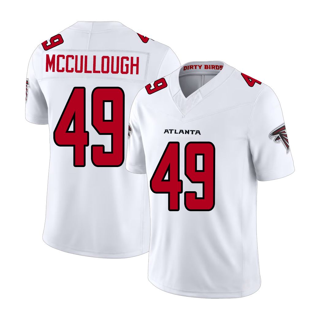 Atlanta #49 McCullough Player Football V Neck Short Sleeve White Jersey Liam For Men Youth Women Gift