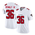 Atlanta #36 DeWalt IV Player Football V Neck Short Sleeve White Jersey Malcolm For Men Youth Women Gift