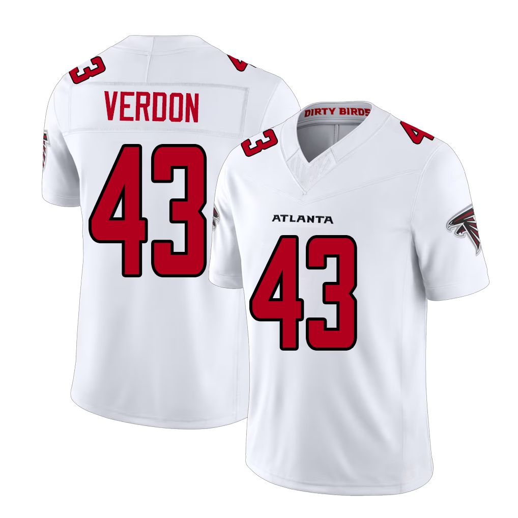 Atlanta #43 Verdon Player Football V Neck Short Sleeve White Jersey Malik For Men Youth Women Gift