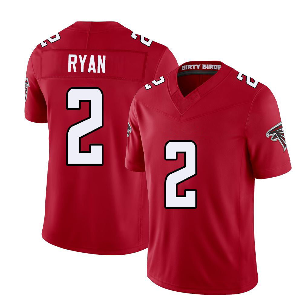 Atlanta #2 Ryan Player Football V Neck Short Sleeve Red Jersey Matt For Men Youth Women Gift
