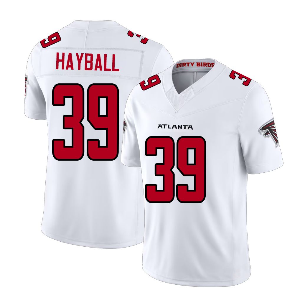 Atlanta #39 Hayball Player Football V Neck Short Sleeve White Jersey Matthew For Men Youth Women Gift