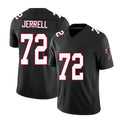 Atlanta #72 Jerrell Player Football V Neck Short Sleeve Black Throwback Jersey Michael For Men Youth Women Gift