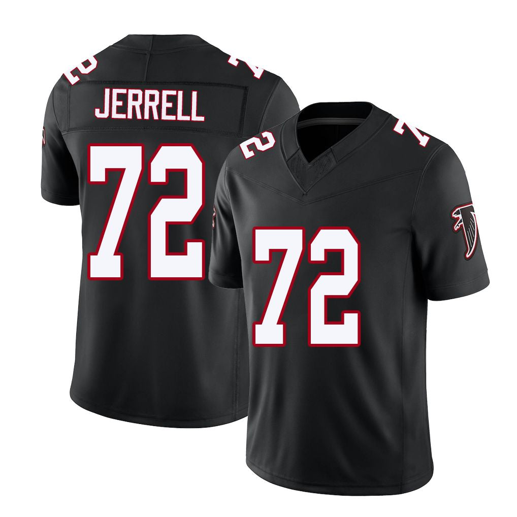 Atlanta #72 Jerrell Player Football V Neck Short Sleeve Black Throwback Jersey Michael For Men Youth Women Gift