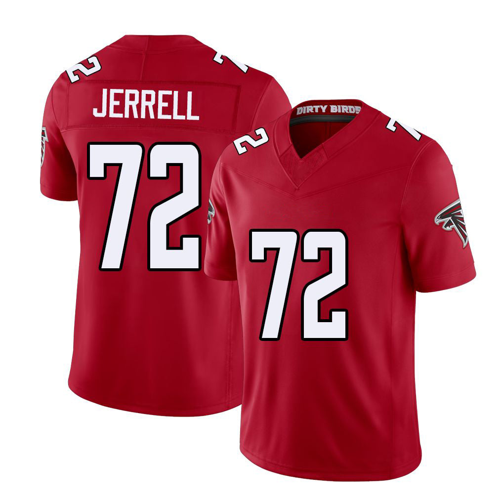 Atlanta #72 Jerrell Player Football V Neck Short Sleeve Red Jersey Michael For Men Youth Women Gift