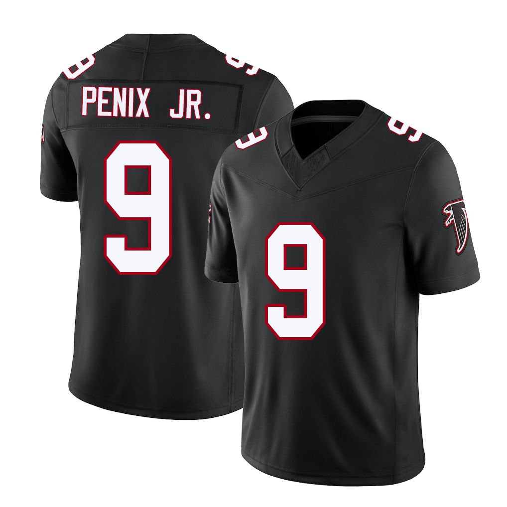 Atlanta #9 Penix Jr. Player Football V Neck Short Sleeve Black Throwback Jersey Michael For Men Youth Women Gift