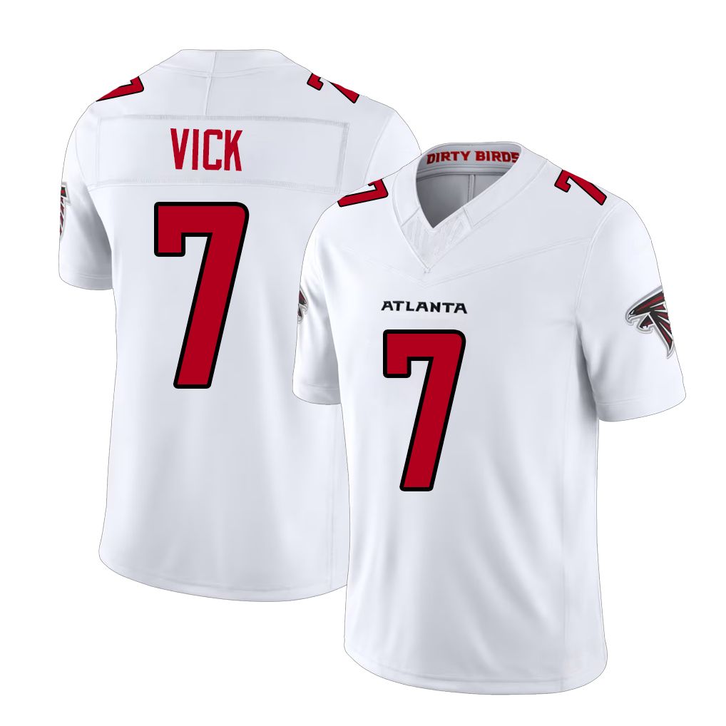 Atlanta #7 Vick Player Football V Neck Short Sleeve White Jersey Michael For Men Youth Women Gift