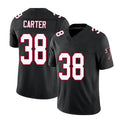 Atlanta #38 Carter Player Football V Neck Short Sleeve Black Throwback Jersey Nate For Men Youth Women Gift