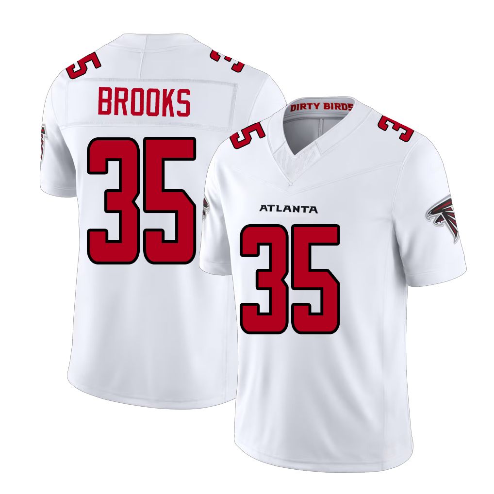 Atlanta #35 Brooks Player Football V Neck Short Sleeve White Jersey Natrone For Men Youth Women Gift