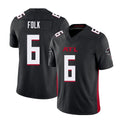 Atlanta #6 Folk Player Football V Neck Short Sleeve Black Jersey Nick For Men Youth Women Gift