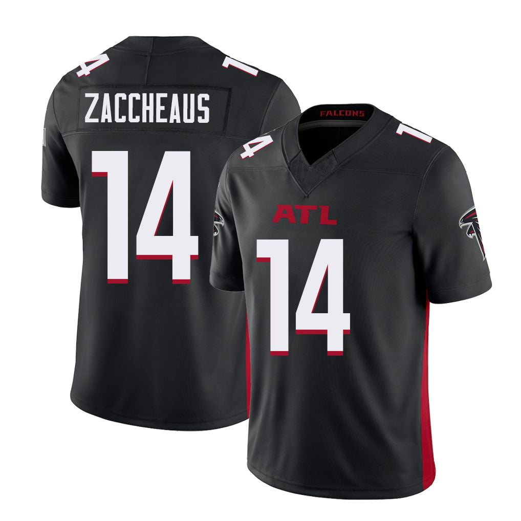 Atlanta #14 Zaccheaus Player Football V Neck Short Sleeve Black Jersey Olamide For Men Youth Women Gift