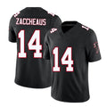 Atlanta #14 Zaccheaus Player Football V Neck Short Sleeve Black Throwback Jersey Olamide For Men Youth Women Gift