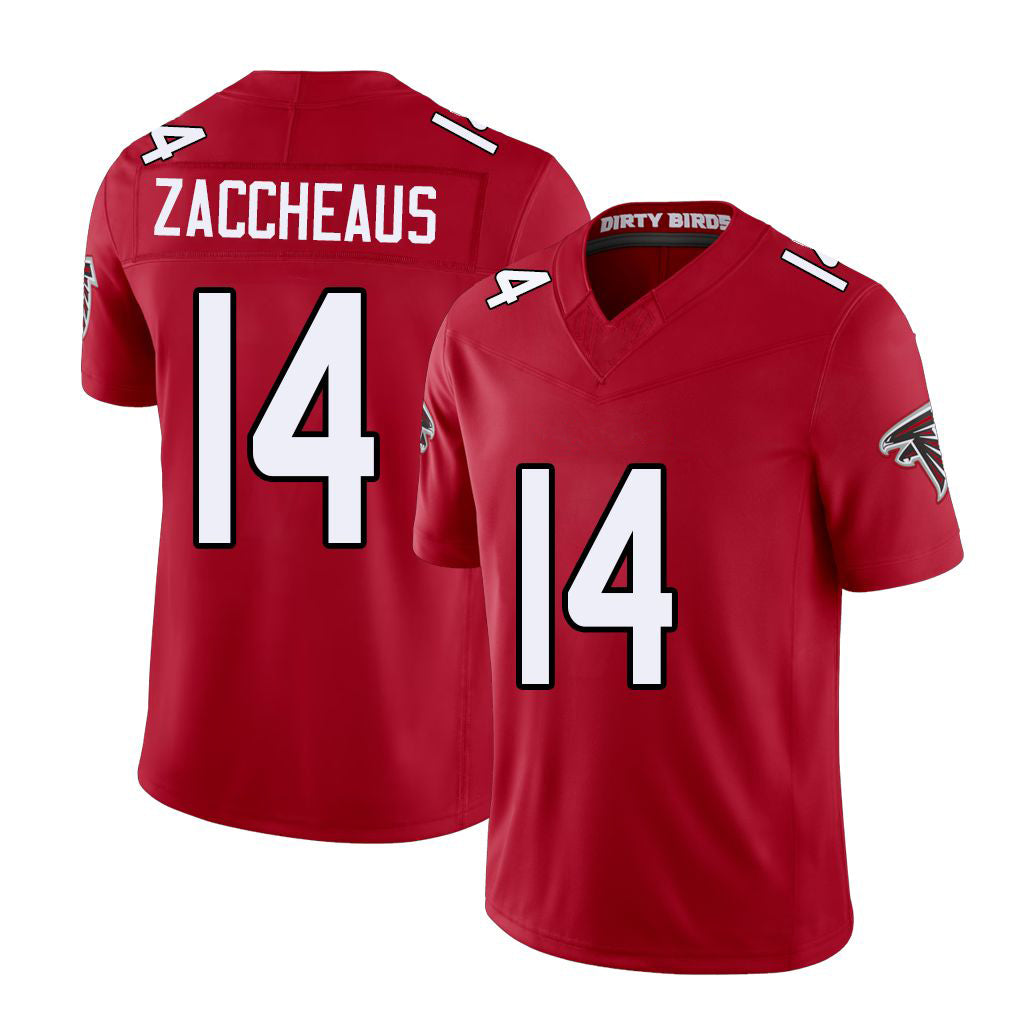 Atlanta #14 Zaccheaus Player Football V Neck Short Sleeve Red Jersey Olamide For Men Youth Women Gift