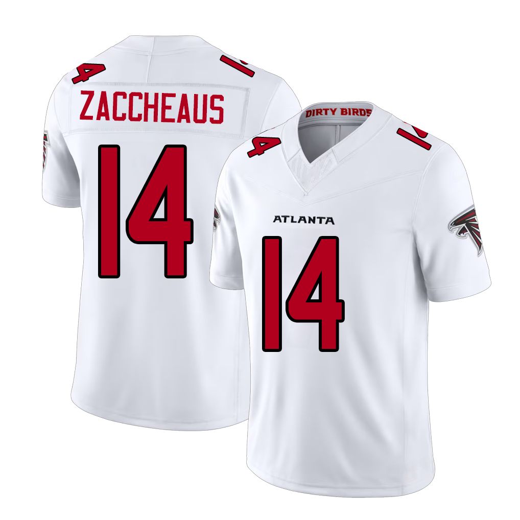 Atlanta #14 Zaccheaus Player Football V Neck Short Sleeve White Jersey Olamide For Men Youth Women Gift