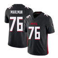 Atlanta #76 Mahlman Player Football V Neck Short Sleeve Black Jersey Riley For Men Youth Women Gift