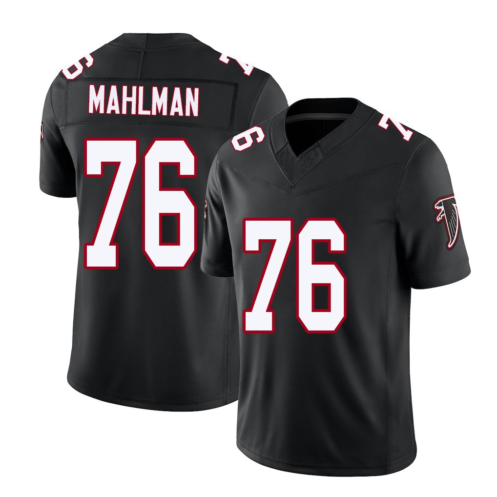Atlanta #76 Mahlman Player Football V Neck Short Sleeve Black Throwback Jersey Riley For Men Youth Women Gift