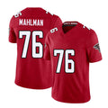 Atlanta #76 Mahlman Player Football V Neck Short Sleeve Red Jersey Riley For Men Youth Women Gift