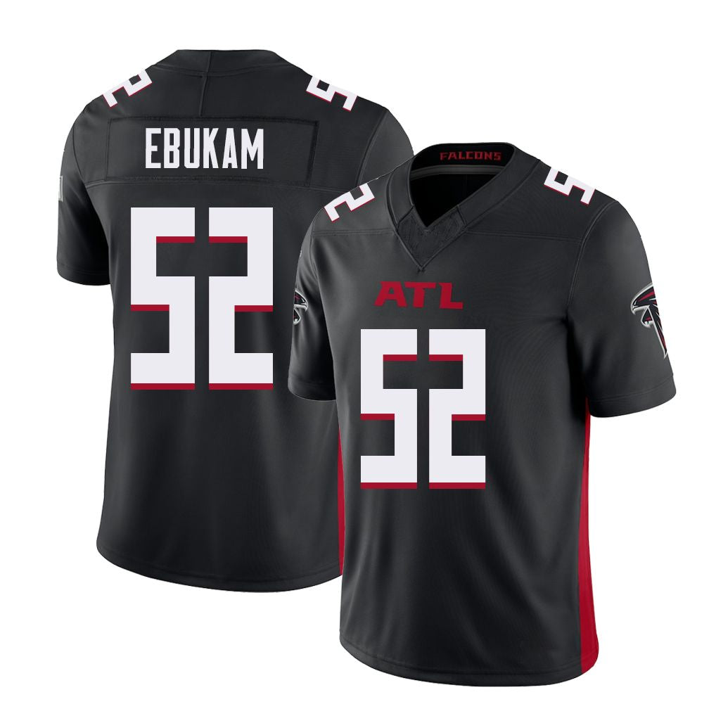 Atlanta #52 Ebukam Player Football V Neck Short Sleeve Black Jersey Samson For Men Youth Women Gift