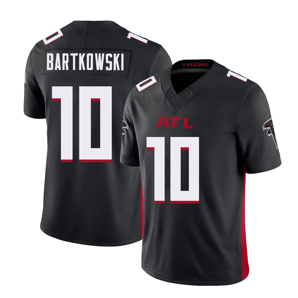 Atlanta #10 Bartkowski Player Football V Neck Short Sleeve Black Jersey Steve For Men Youth Women Gift