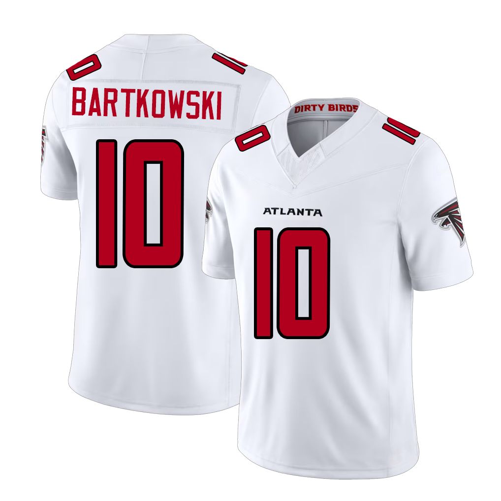 Atlanta #10 Bartkowski Player Football V Neck Short Sleeve White Jersey Steve For Men Youth Women Gift