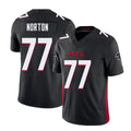 Atlanta #77 Norton Player Football V Neck Short Sleeve Black Jersey Storm For Men Youth Women Gift