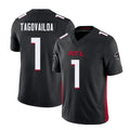 Atlanta #1 Tagovailoa Player Football V Neck Short Sleeve Black Jersey Tua For Men Youth Women Gift