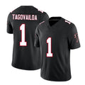 Atlanta #1 Tagovailoa Player Football V Neck Short Sleeve Black Throwback Jersey Tua For Men Youth Women Gift