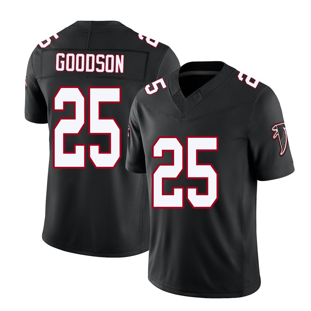 Atlanta #25 Goodson Player Football V Neck Short Sleeve Black Throwback Jersey Tyler For Men Youth Women Gift